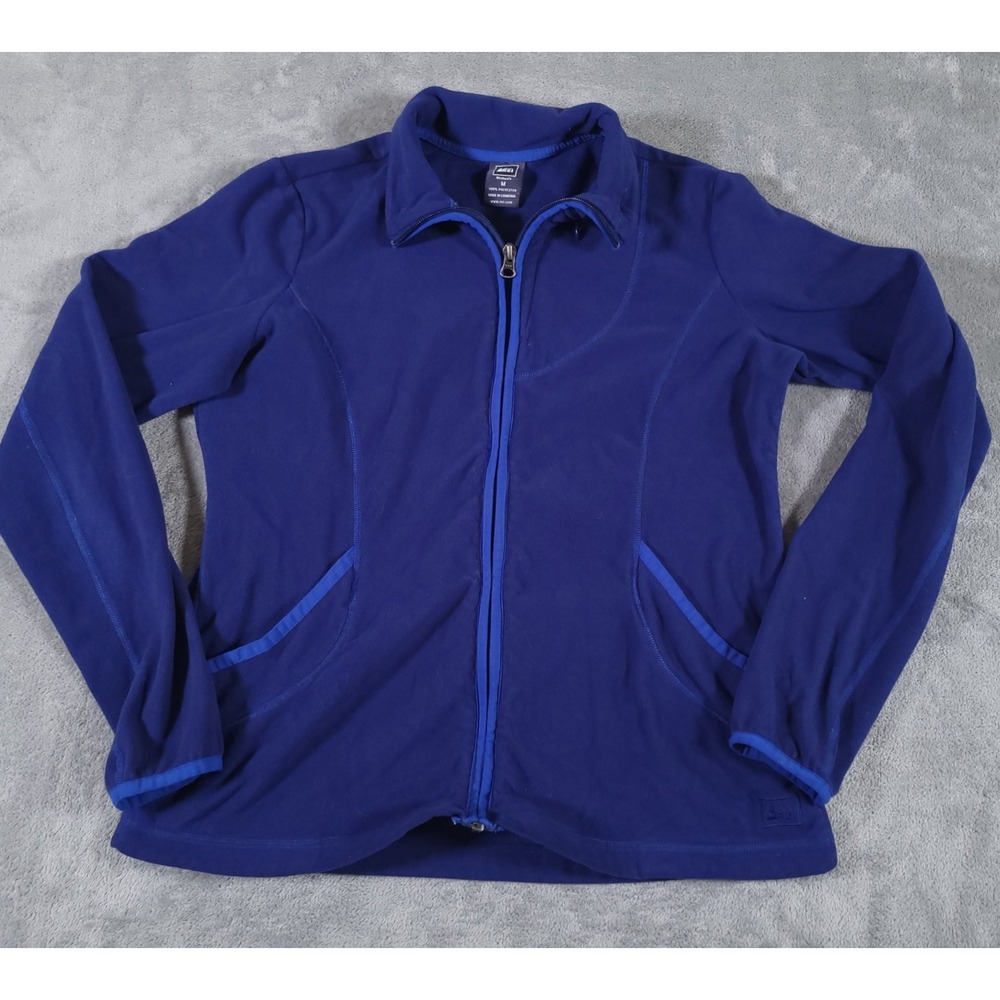 REI Fleece Jacket Womens Medium Blue Full Zip Long‎ Sleeve Thumbholes